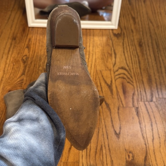 Marc Fisher Leather Western Detailed Ankle Boots Wanida Taupe Suede - Picture 10 of 10